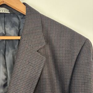 Jos A Bank Mens 48L Brown Check Tweed 100% Wool Blazer Sports Coat Jacket